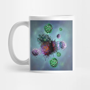 T-cells binding to cancer cells, illustration, (C054/3639) Mug